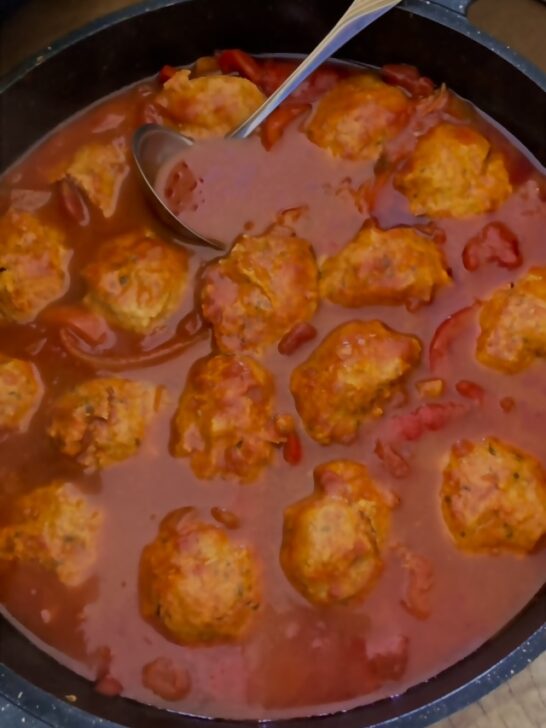 Chicken Meatballs in Tomato-Cabbage Sauce