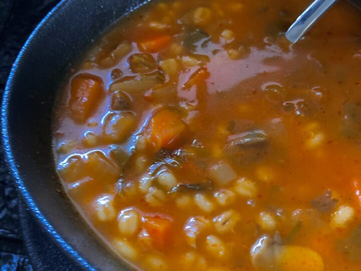 Sweet and Sour Vegan Tomato Mushroom Barley Soup