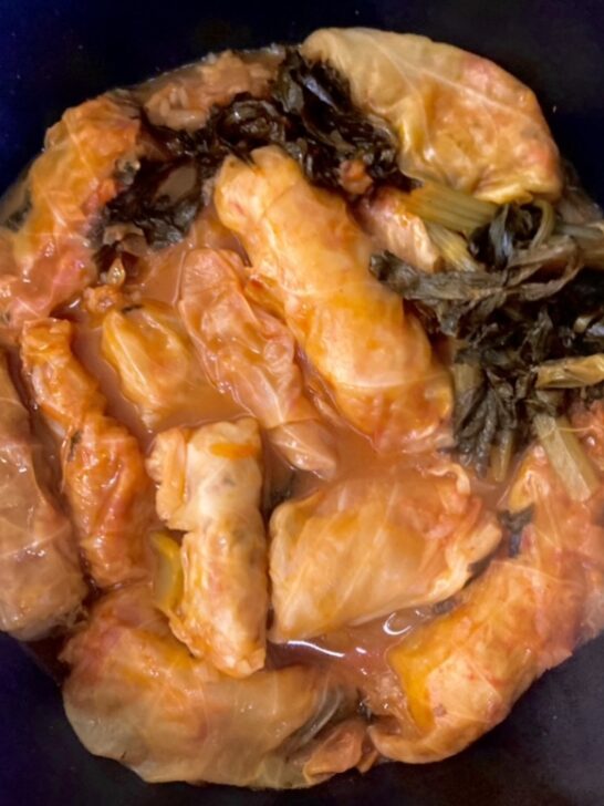 Vegan Cabbage Rolls stuffed with Rice Pilaf