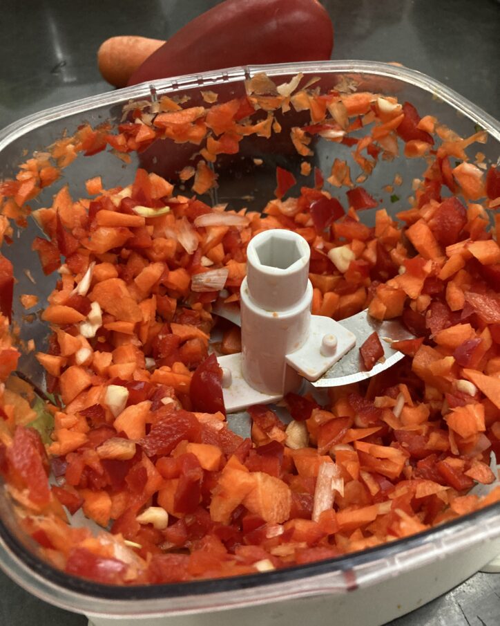 Hand Processed Red Bell Pepper and Carrots