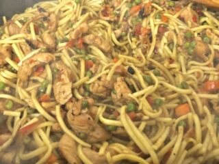 Kosher Chicken Lo Mein in Wok