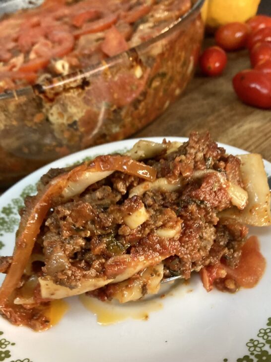 beef lasagna - dairy free -
