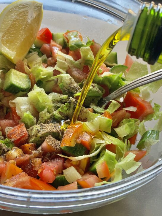 rustic mediterranean tomato cucumber salald