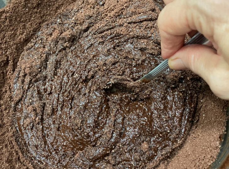 whisking sugar with eggs for brownies