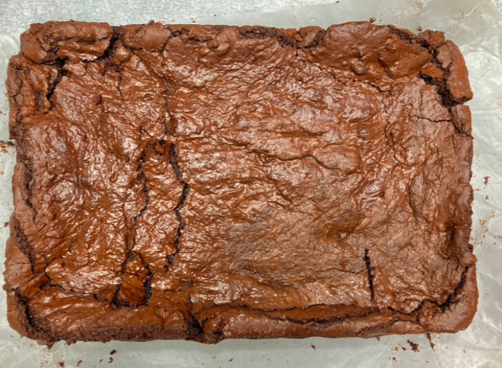 brownies out of oven