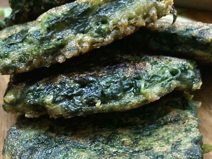 dairy free, gluten free, very quick prepped meal or appetizer of spinach patties