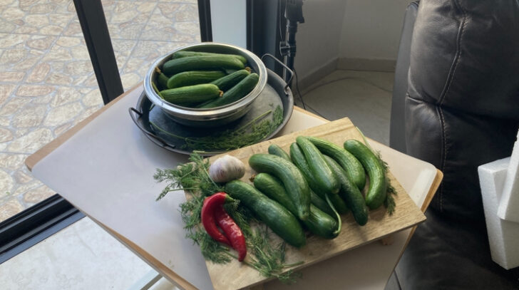 cucumbers chili pepper and garlic