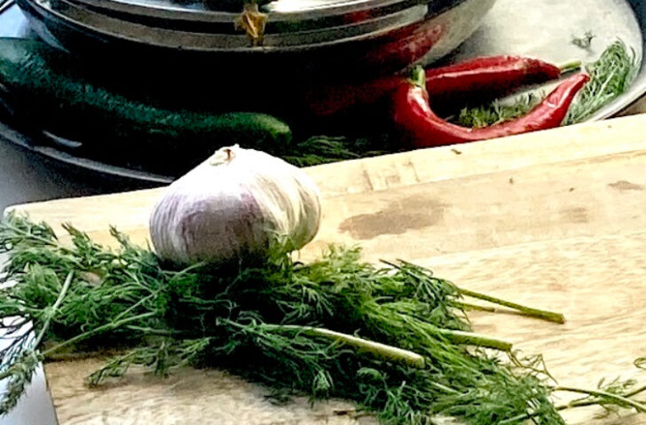 rustic image of garlic and dill