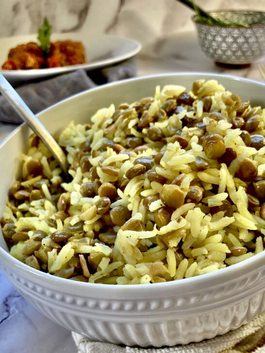 yellow lentil rice mujadara