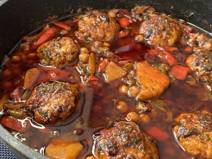Spicy Israeli Moroccan fish cakes in pot
